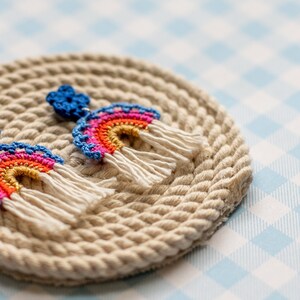 Crochet Rainbow Earrings-Hand Crochet/Dangle Earrings/Spring/UniqueGifts forHer/Statement Earrings/Rainbow Accessories/Crochet Rainbow/Boho/