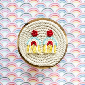 Crochet Rainbow Earrings-Hand Crochet/Dangle Earrings/Spring/UniqueGifts forHer/Statement Earrings/Rainbow Accessories/Crochet Rainbow/Boho/