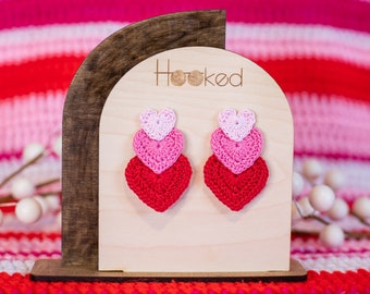 Crochet Heart Studs-Hand Crochet/Stud Earrings/Heart Earrings/Valentine's Day Jewelry/BeMine/Crochet Heart/RedHeart/Mini Heart/Micro Crochet