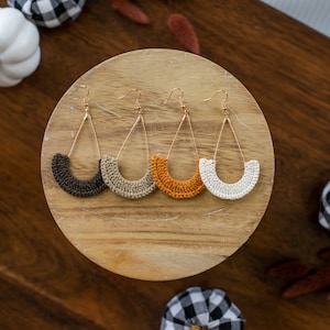 TeardropEarrings-HandCrochet/UniqueGifts forHer/CrochetEarrings/HandmadeJewelry/StatementEarrings/FallEarrings/Fun/Autumn/Rustic/Farmhouse