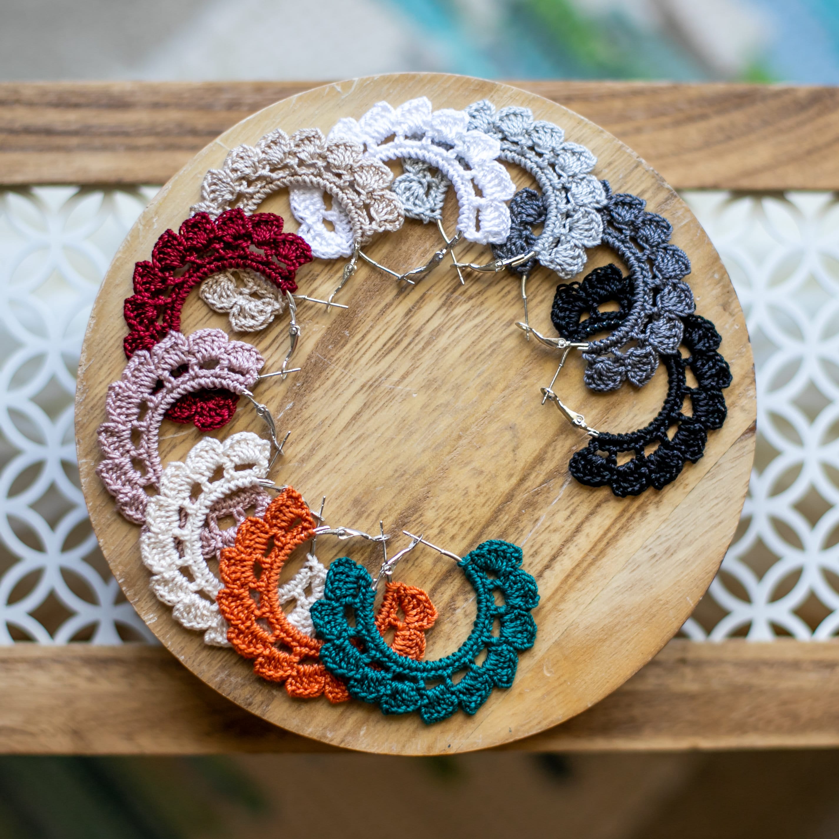 Crochet hoop earrings discount