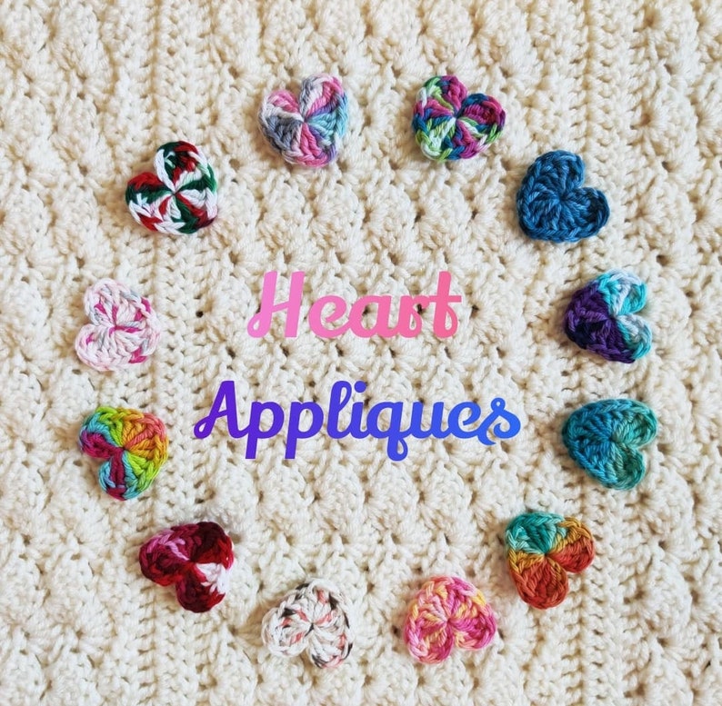 Set of 10 hand crochet red hearts Small heart embellishment Wedding decoration Lace heart appliques