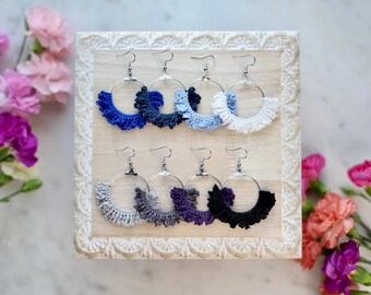 Ruffle Hoop Earrings-Hand Crochet/Dangle Earrings/Spring/Unique Gifts for Her/Statement Earrings/Ruffles/SummerHoops/Boho/Easter/Round