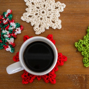 SNOWFLAKE/STAR COASTERS - Hand Crochet/Crochet Coasters/Coaster Set/Coffee/Tea/Hot Cocoa/Kitchen/Home Table Decor/Coffee Lover/Hostess Gift/