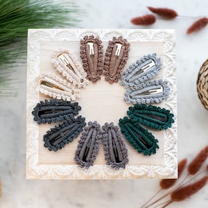 Hand Crochet Hair Clips/Accessories/HairSnap/Crochet Clips/Boho Hair Accessories/Spring/Girls Hair Clips/Snap Clips/Neutral Hair Accessories