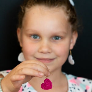 Heart Earrings-Hand Crochet // Dangle Earrings/Crochet Heart/Valentine's Day Gift/Rainbow/Small Heart/Mommy and Me/Mini Heart/Micro Crochet image 9