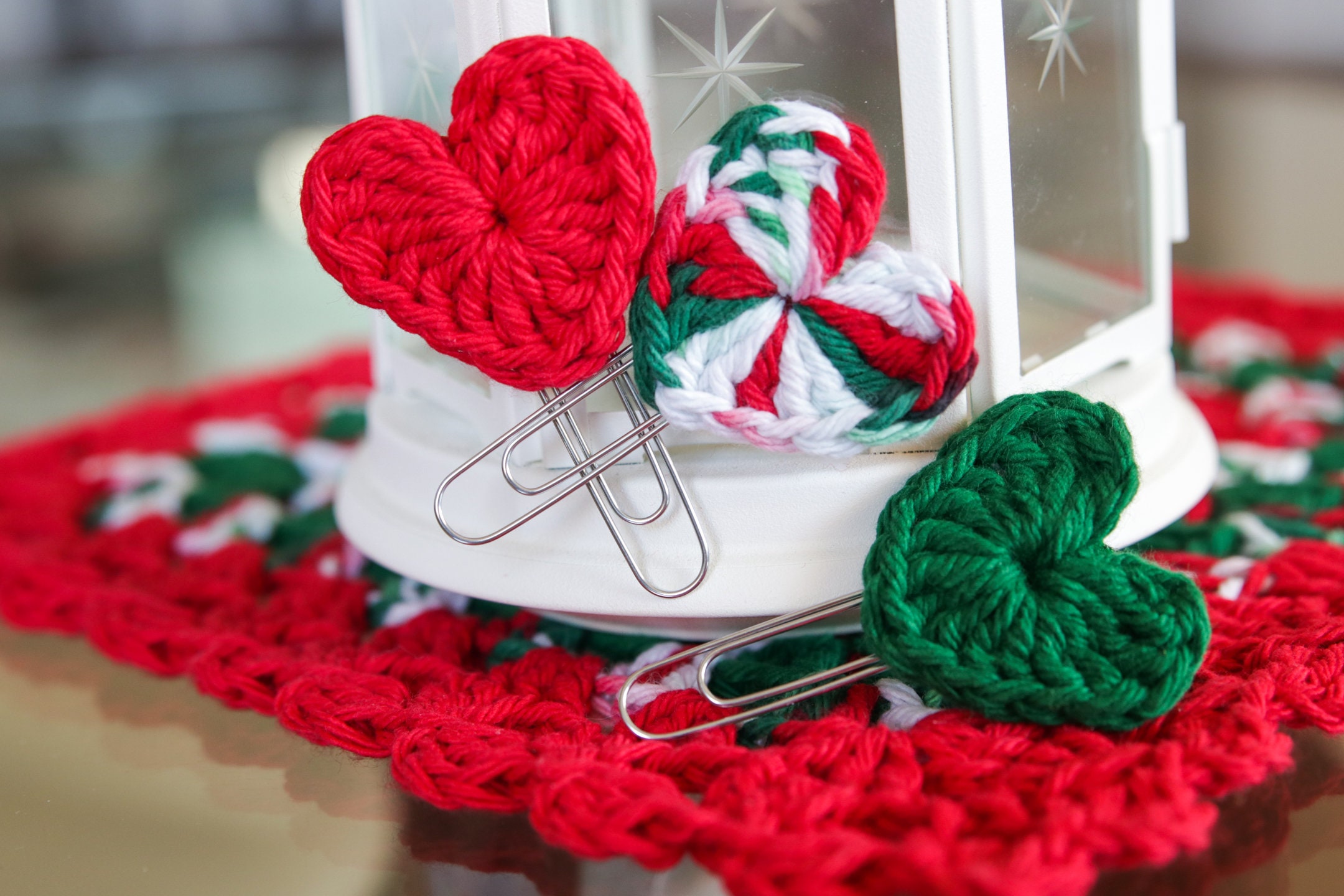 HEART Paper Clip Bookmarks with Hand Crochet/Teacher Etsy