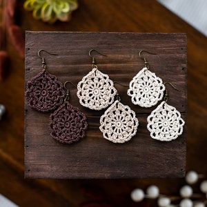 Hand Crochet Teardrop Dangle Earrings-UniqueGifts/CrochetEarrings/HandmadeJewelry/StatementEarrings/Simple Jewelry/DropEarrings/Vintage/Lace