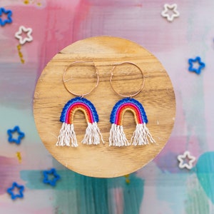 Crochet Rainbow Earrings-Hand Crochet/Dangle Earrings/Spring/UniqueGifts forHer/Statement Earrings/Rainbow Accessories/Crochet Rainbow/Boho/