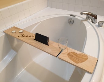 Personalized Bath Tub Caddy. Bath time relax. Valentine's Day gift. Gift for her