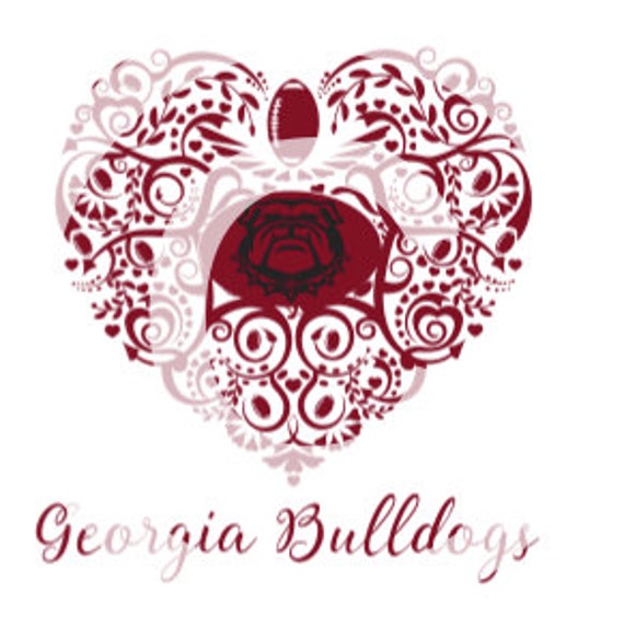 Georgia Bulldogs Ornate Heart SVG File | Etsy