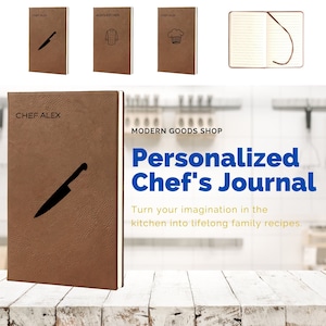 Chef's Leatherette Journal Engraved, Notebook, Recipe Journal, Perfect for Chef Gift