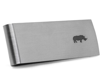 Steel Money Clip Etsy - rhino money clip stainless steel money clip laser engraved in the usa