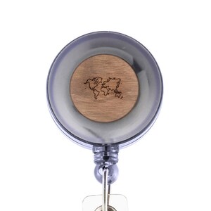 World Map Badge Holder with Retractable Reel, Badge Holder, Personalized Badge Holder, Corporate Gifts
