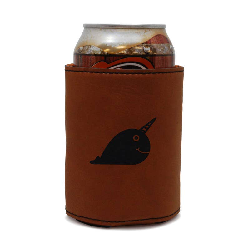 Narwal Leather Can Sleeve, Beer Sleeve, Beer Cooler, Beer Hugger image 1