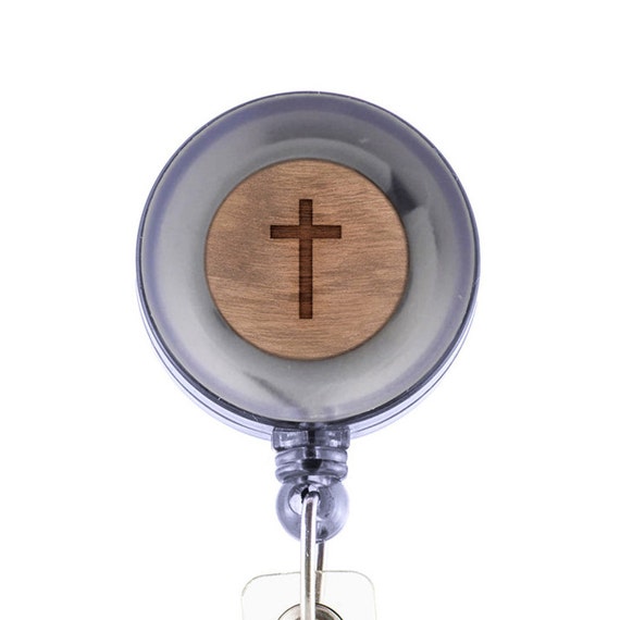 Christian Cross Badge Holder With Retractable Reel, Badge Holder,  Personalized Badge Holder, Corporate Gifts 