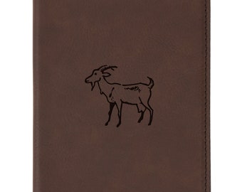 Goat Brown Leather Passport Holder - Laser Etched Design - Engraved Passport Holder For Women And Men