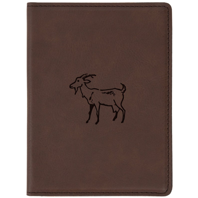 Goat Brown Leather Passport Holder Laser Etched Design Etsy