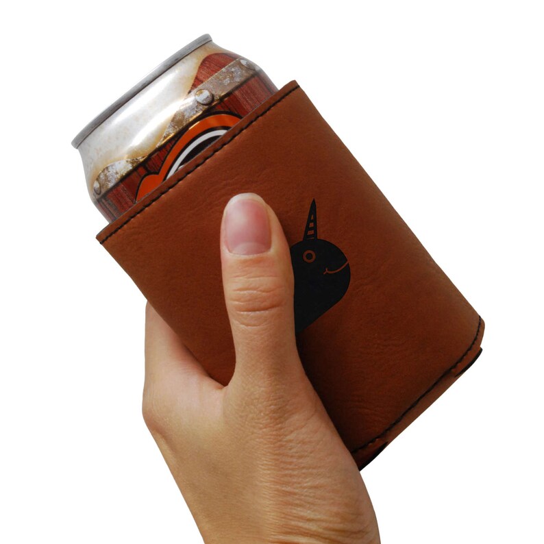 Narwal Leather Can Sleeve, Beer Sleeve, Beer Cooler, Beer Hugger image 3