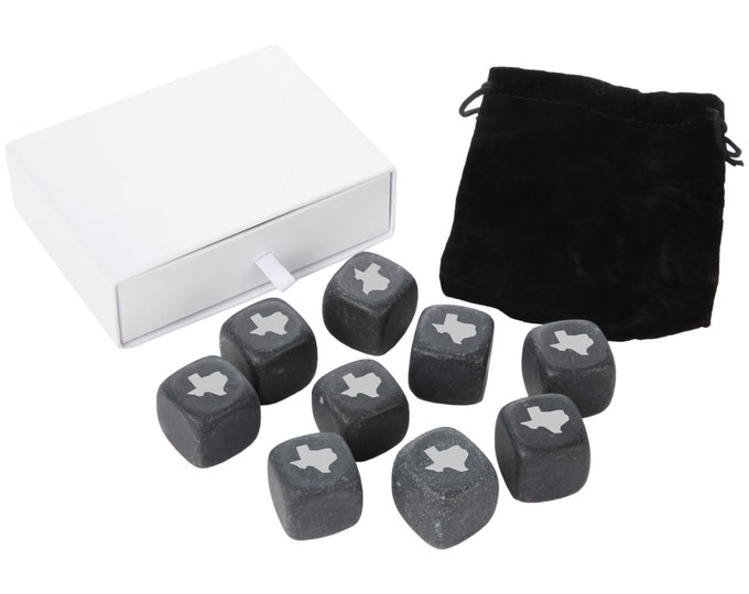 Texas Whiskey Stones Set - Granite Chilling Stones For Whiskey And Other Liquor - Ideal Groomsmen Gift