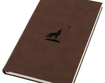 Howling Wolf Engraved A5 Leatherette Journal, Notebook, Personal Diary