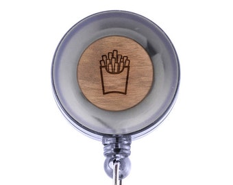 French Fries Badge Holder with Retractable Reel, Badge Holder, Personalized Badge Holder, Corporate Gifts