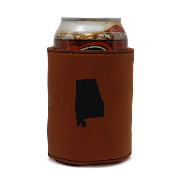 Alabama Leather Can Sleeve, Beer Sleeve, Beer Cooler, Beer Hugger