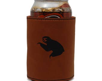 Sloth Leather Can Sleeve, Beer Sleeve, Beer Cooler, Beer Hugger