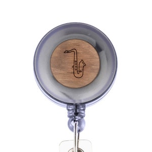 Saxophone Badge Holder with Retractable Reel, Badge Holder, Personalized Badge Holder, Corporate Gifts