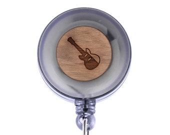 Electric Guitar Badge Holder with Retractable Reel, Badge Holder, Personalized Badge Holder, Corporate Gifts
