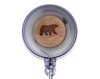 Grizzly Bear Badge Holder with Retractable Reel, Badge Holder, Personalized Badge Holder, Corporate Gifts