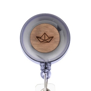 Origami Boat Badge Holder with Retractable Reel, Badge Holder, Personalized Badge Holder, Corporate Gifts