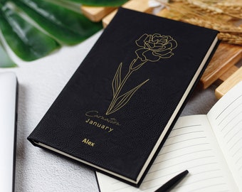 January Birth Flower Carnation Journal, Birth Month Journal, Mindfulness Journal, January Birthday Gift