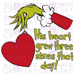 His Heart Grew Three Times That Day Christmas Sublimation Digital Design Download PNG