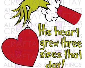 And The Grinch S Heart Grew Quote Heart Grew | Etsy