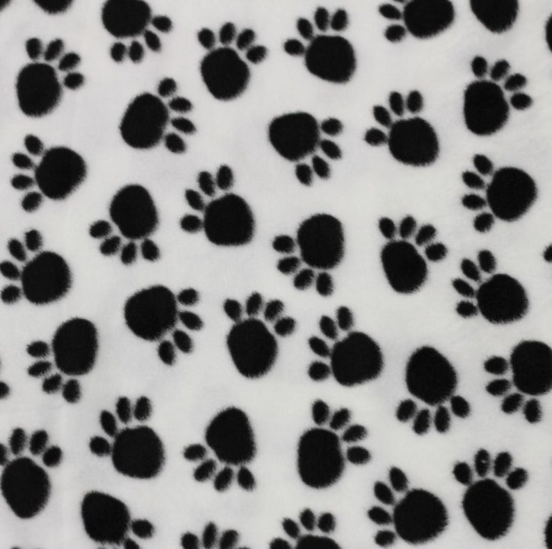 SINGLE SIDED Paw Prints White Anti-Pill Fleece Throw Blanket David TextilesFree shipping availablefleece blanket