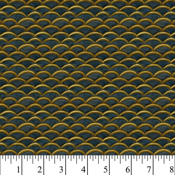 Gilded Scallop Cotton Fabric by the Yard, Precut 1 Yard Pieces