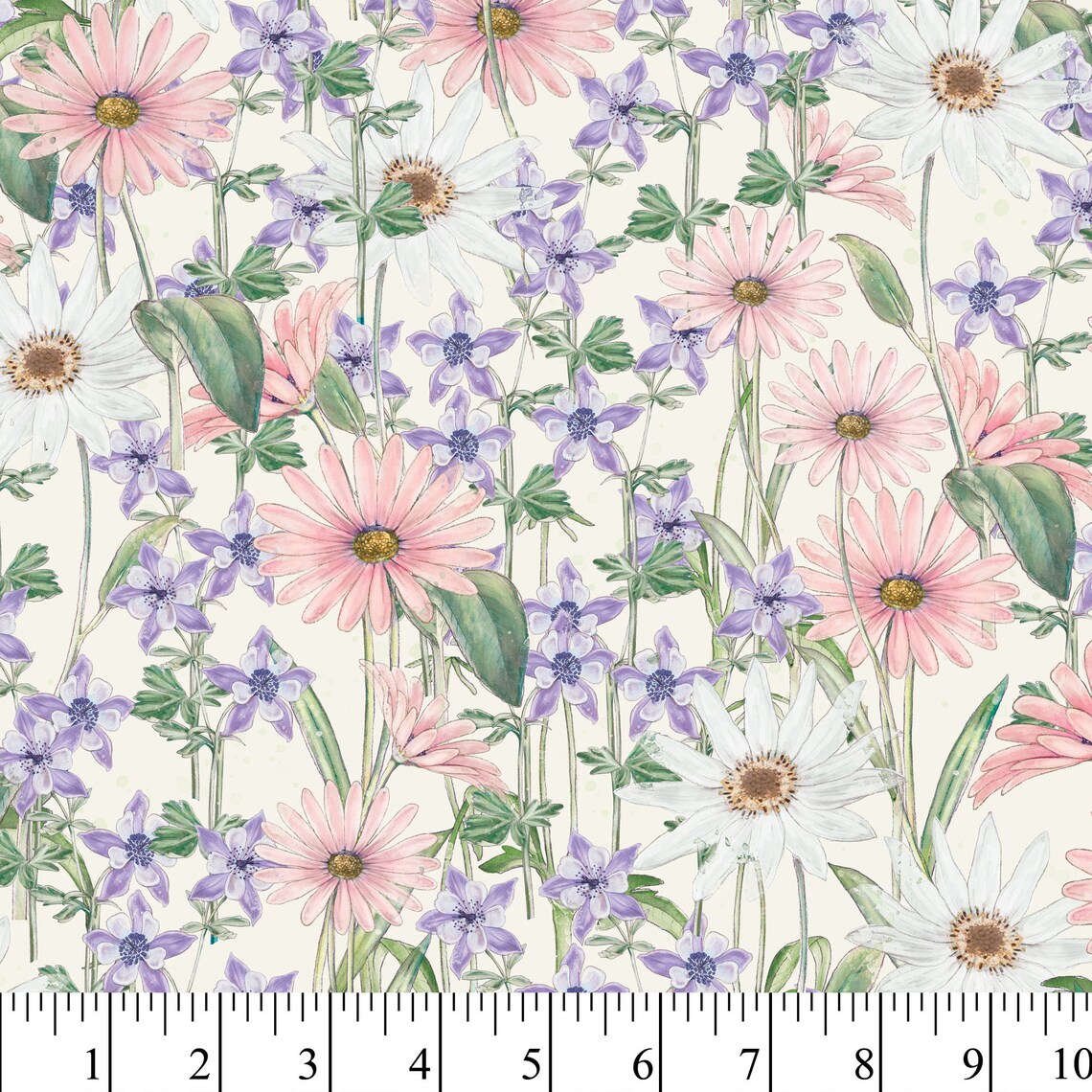 Wildflowers Cotton Fabric By The Yard 1 Yard Precut Pieces Etsy