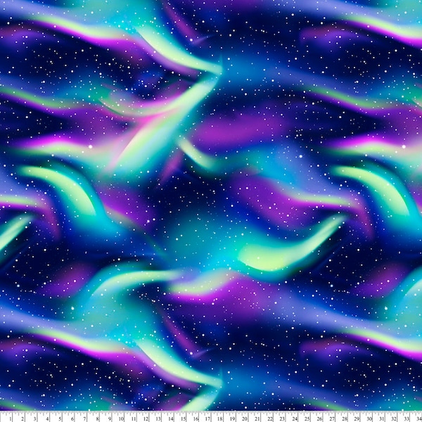 Outer Space *Aurora Borealis* Anti-Pill Premium Fleece Fabric By the Yard