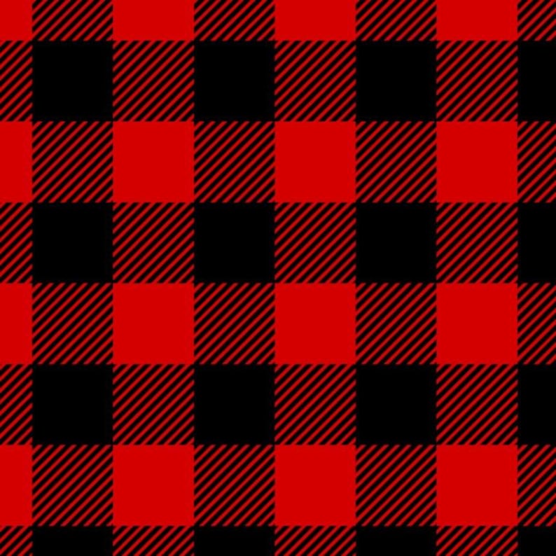 May include: Red and black buffalo plaid pattern.