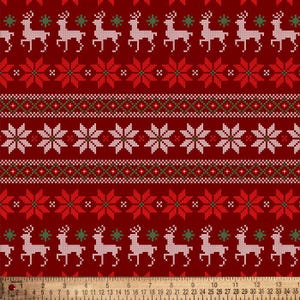 Reindeer Holidays Cotton Fabric By The Yard
