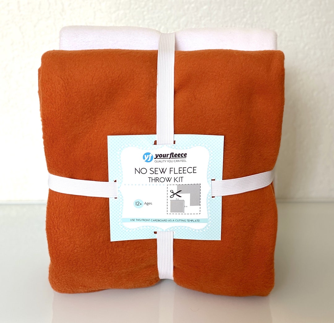 Solid Fleece No Sew Throw Kit Burnt Orange/white 72x60 Etsy