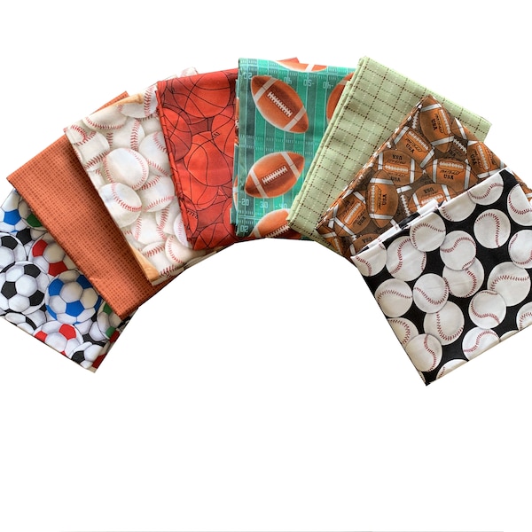 Sports 8-piece Cotton Fabric Fat Quarter Bundle