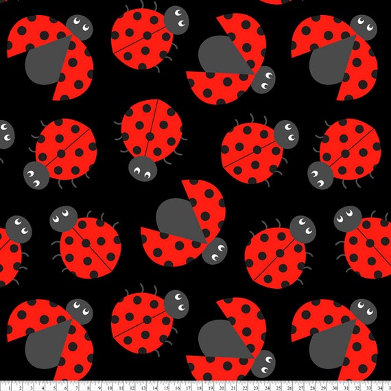 Lady Bugs Anti Pill Fleece Fabric By The Yard Fabric Etsy