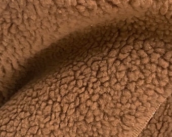 Solid Golden Brown Sherpa Fleece Fabric By the Yard