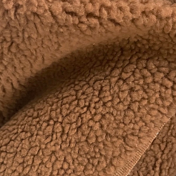 Solid Golden Brown Sherpa Fleece Fabric By the Yard