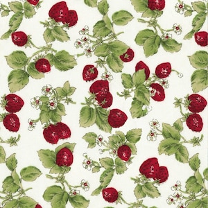 Strawberry Cotton Fabric by the Yard, Precut 1-Yard Pieces