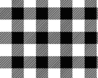 Buffalo Plaid B & W Anti-Pill Premium Fleece Fabric By The Yard