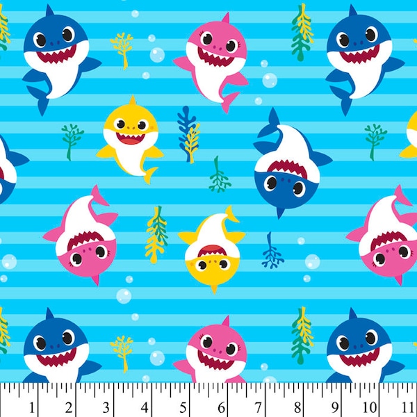 Baby Shark Digital Cotton Fabric By The Yard