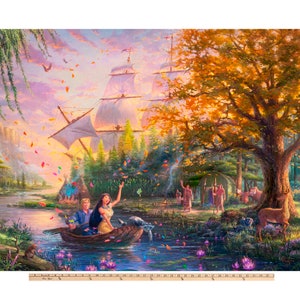 Pocahontas Disney by Thomas Kinkade licensed by David Textiles Digital Cotton Fabric Panel